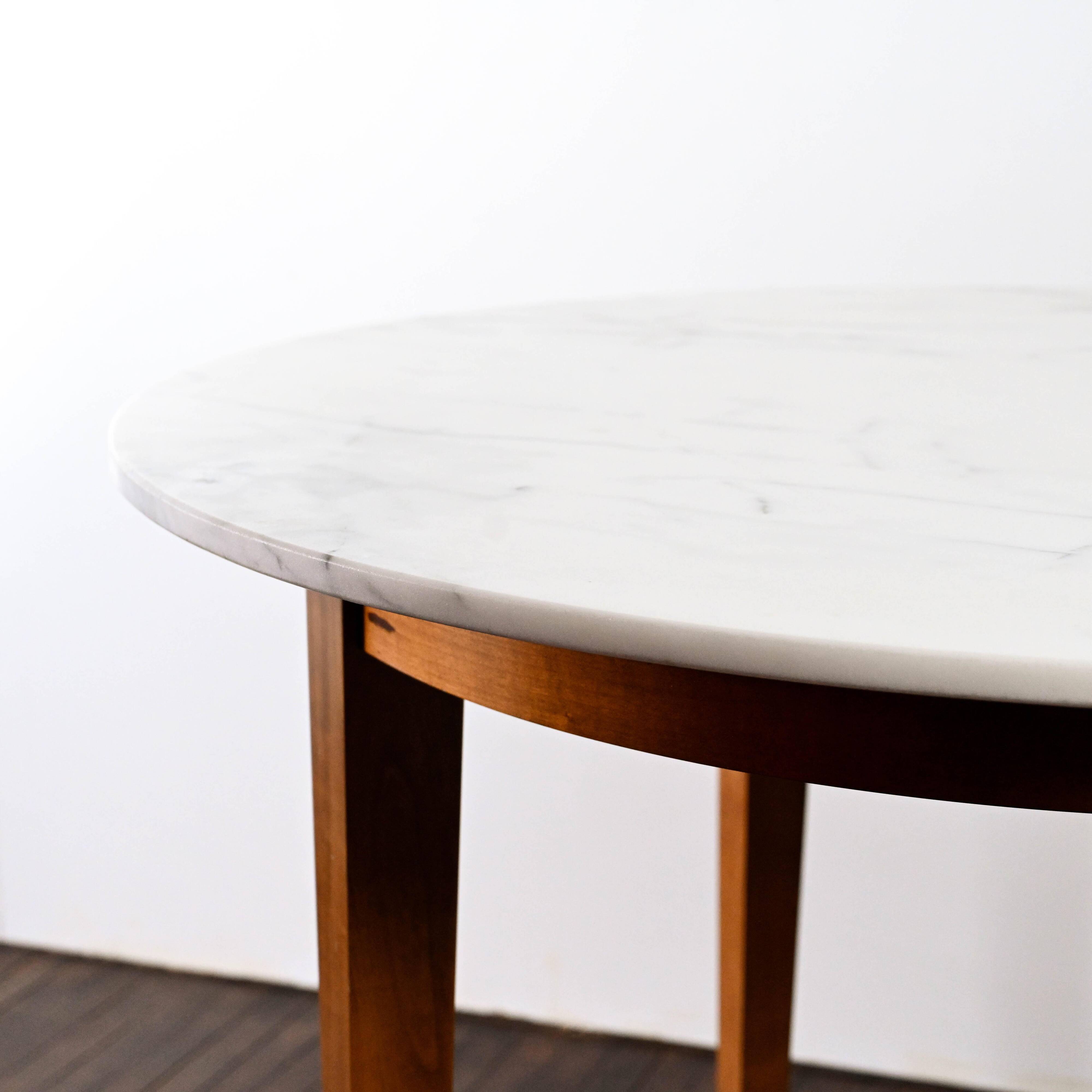 Neon High Table in mahogany lacquered cherrywood and Carrara marble