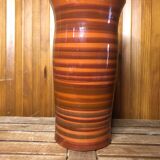 Old soulaines vase france ceramic brown & orange vintage #a393