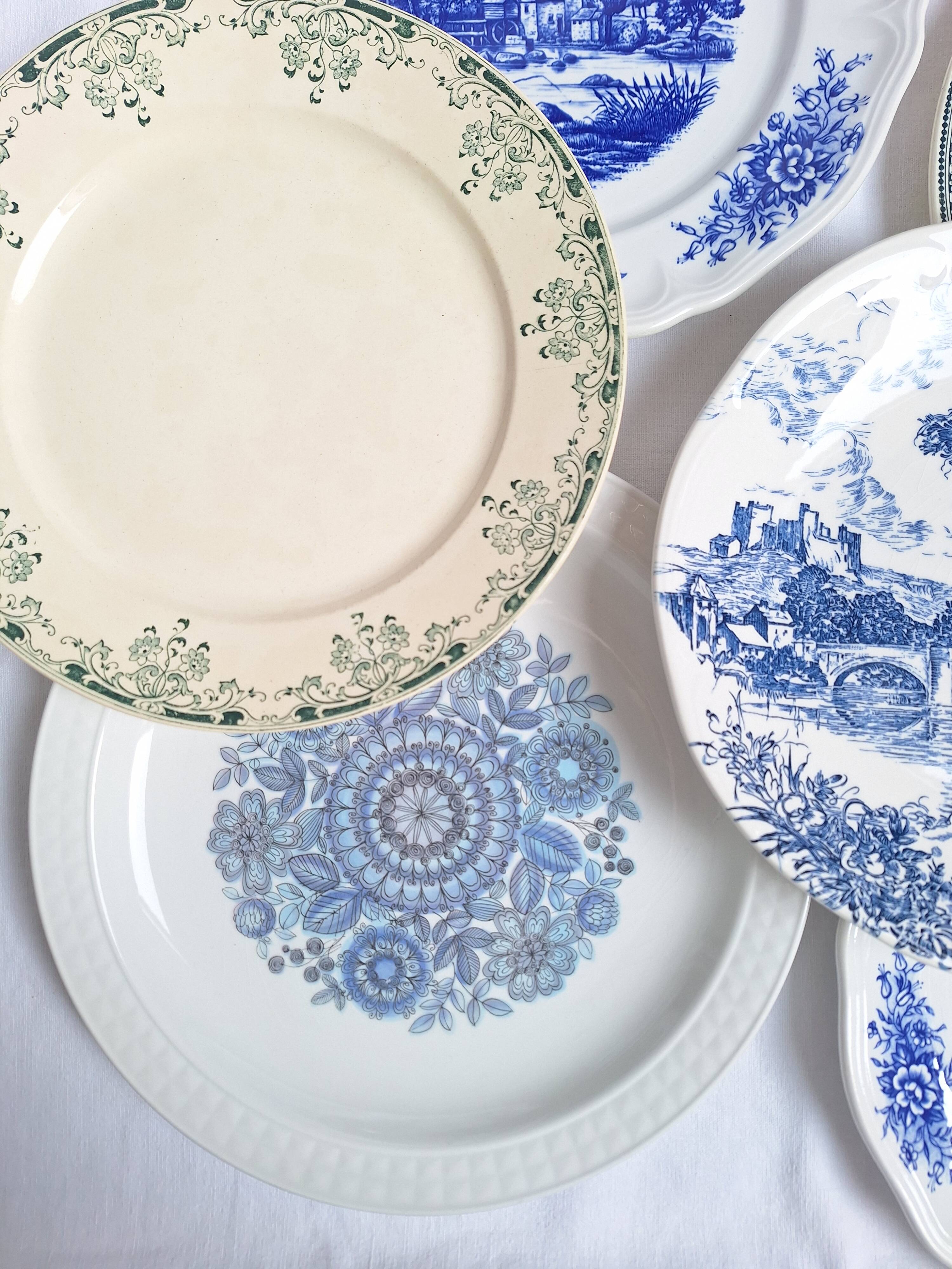 Vintage blue green dinner plates