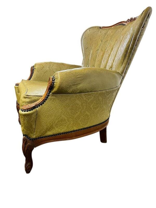 Fauteuil baroque vintage jaune moutarde / fauteuil club / fauteuil une place