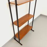 Vintage Italian modular teak and metal bookcase