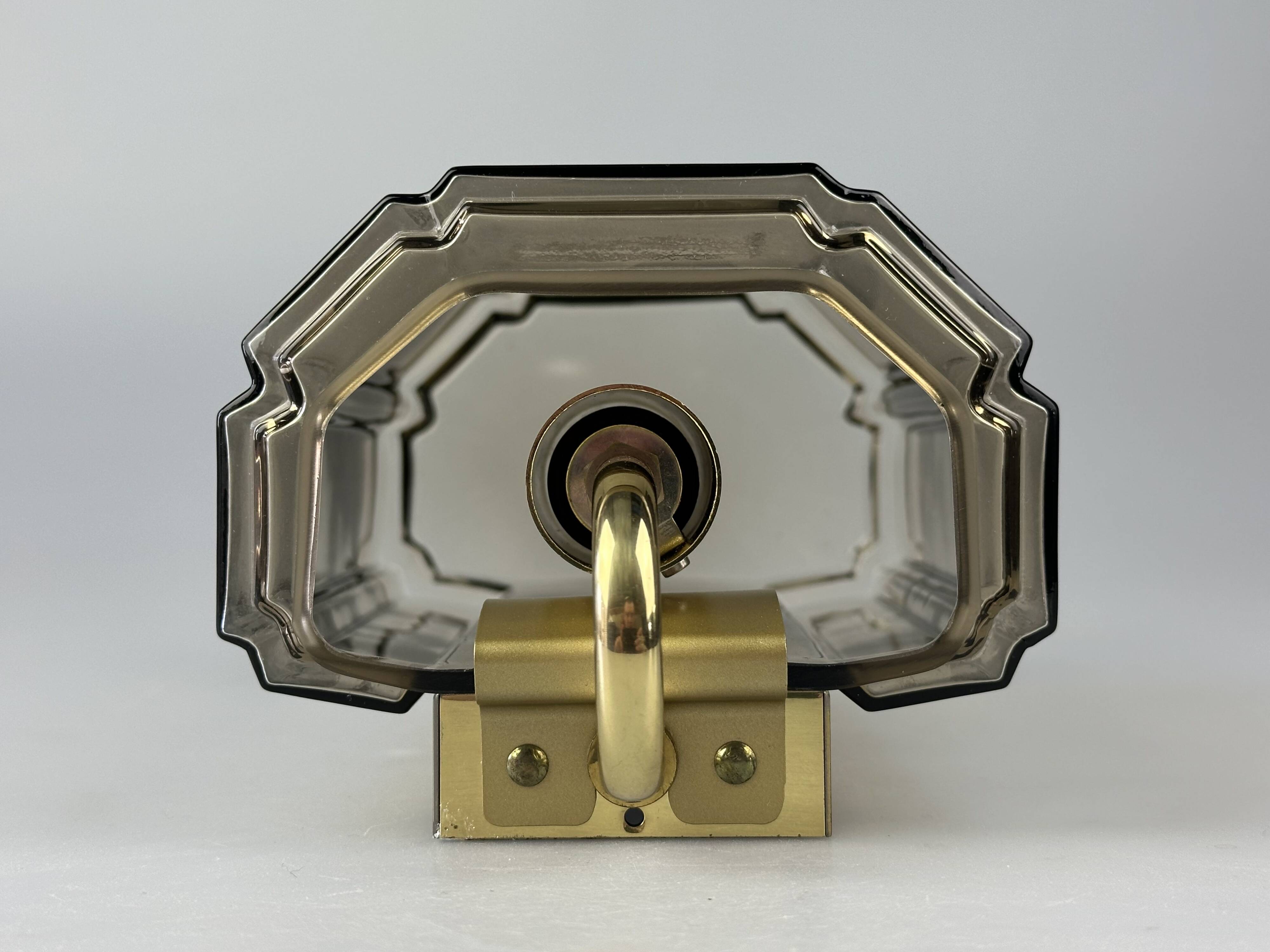 1960s/70s Wall Lamp Glashütte Limburg Germany Glass & Metal Age Design