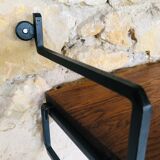 Vintage metal and wood wall shelf, Scandinavian circa 60