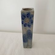 Vase carré en céramique grès signé Jean Claude Monange
