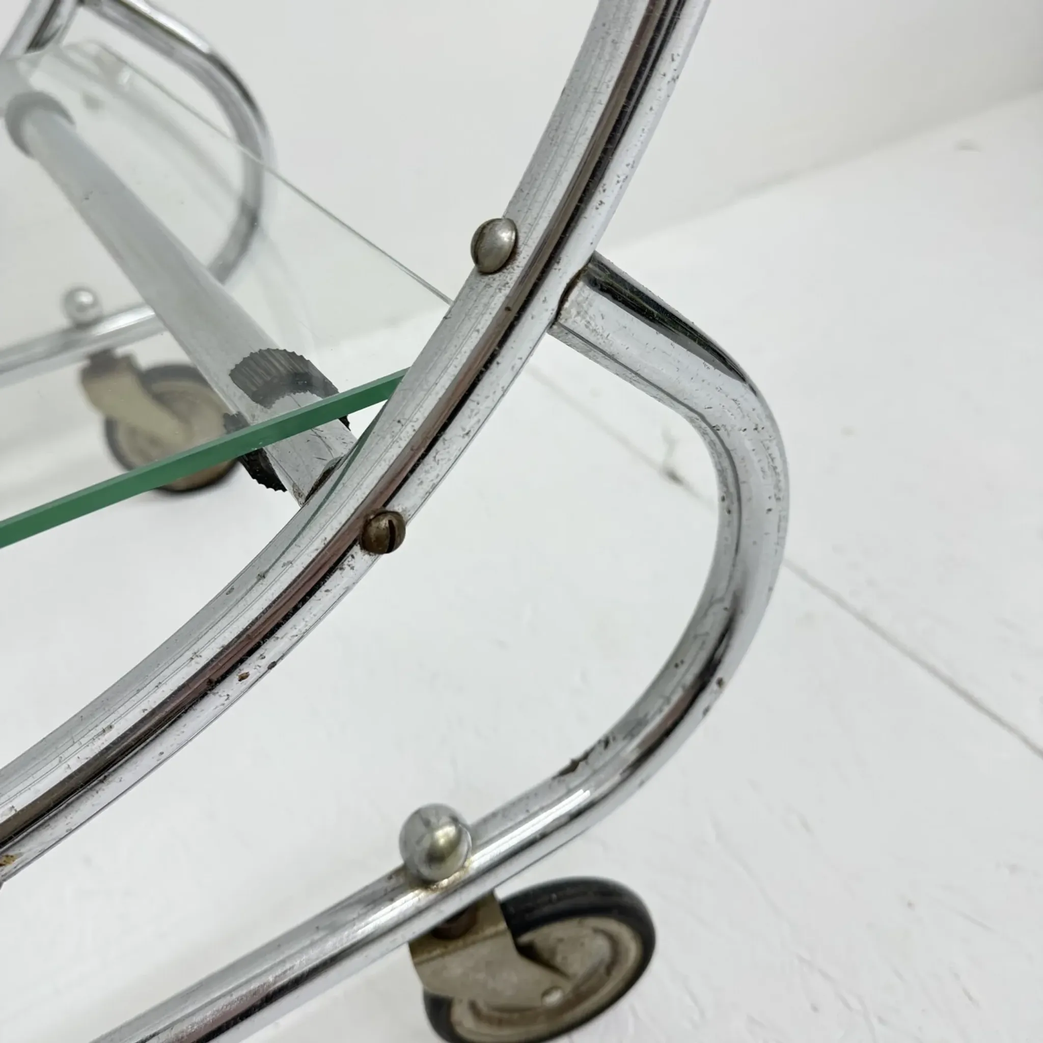 Art deco bar cart trolley chrome tubular, 1930s