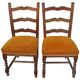 Pair of mid-century chairs from the 1950s in brown oak and straw yellow velvet — set of 2