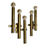 Paire d'appliques en laiton par Gaetano Sciolari pour Maison Boulanger, années 70