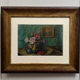 Watercolour on paper still life bouquet of flowers 20th century by Rivoto