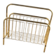 Mid-century magazine rack in gilded brass and wood, vintage 70s, Hungary.