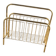 Mid-century magazine rack in gilded brass and wood, vintage 70s, Hungary.