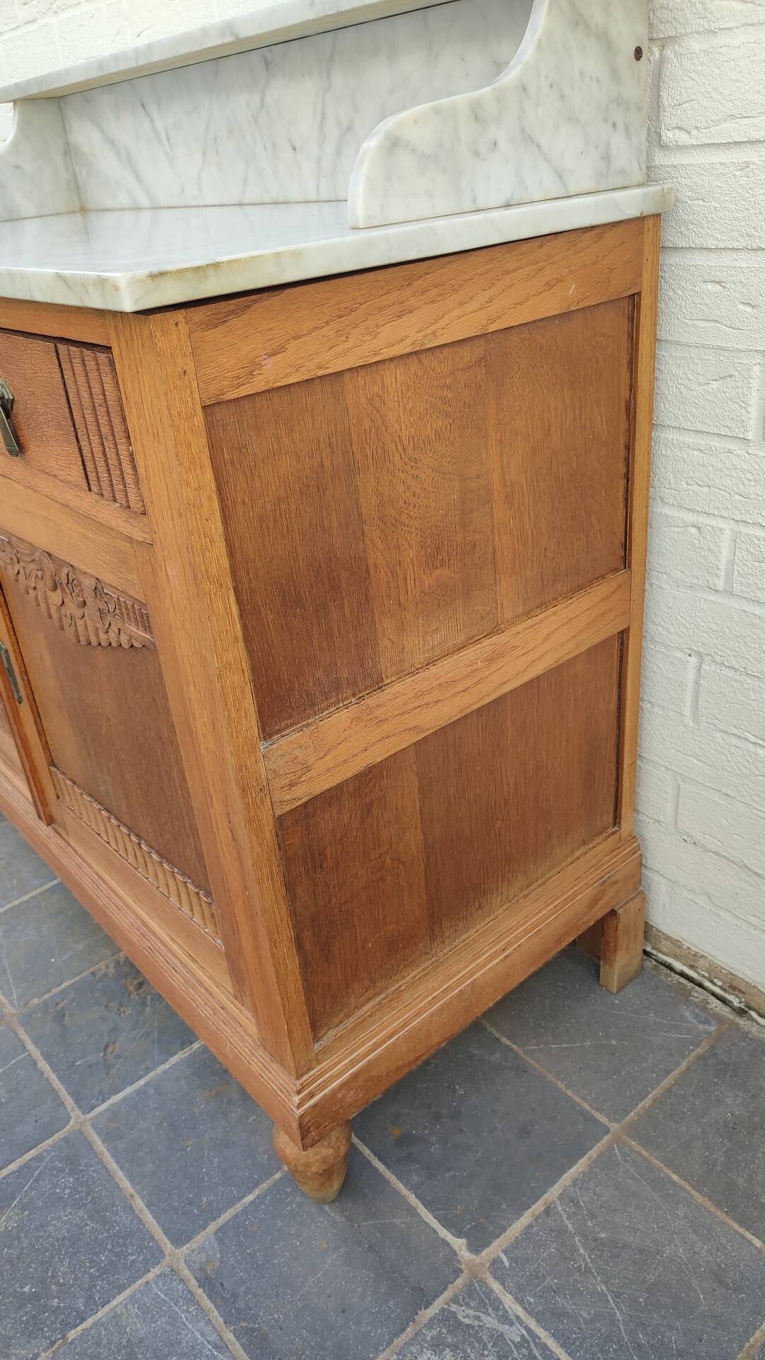 Art Deco oak and marble sideboard