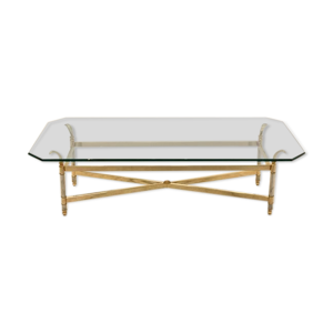 Table basse en laiton, chrome et
