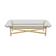 Table basse en laiton, chrome et verre, France 1970