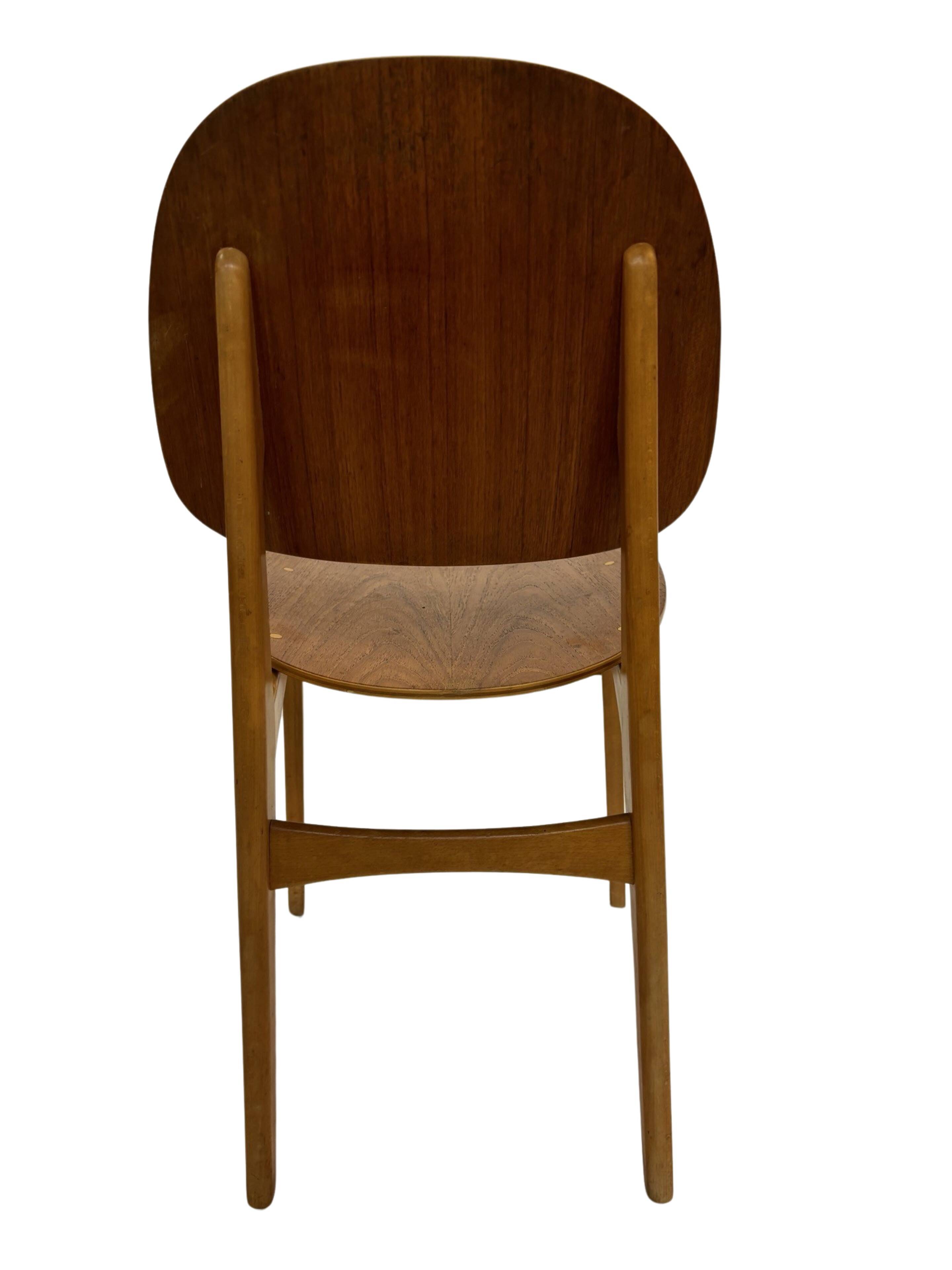 Vintage dining room chair Scandinavian 1960s plywood and teak design