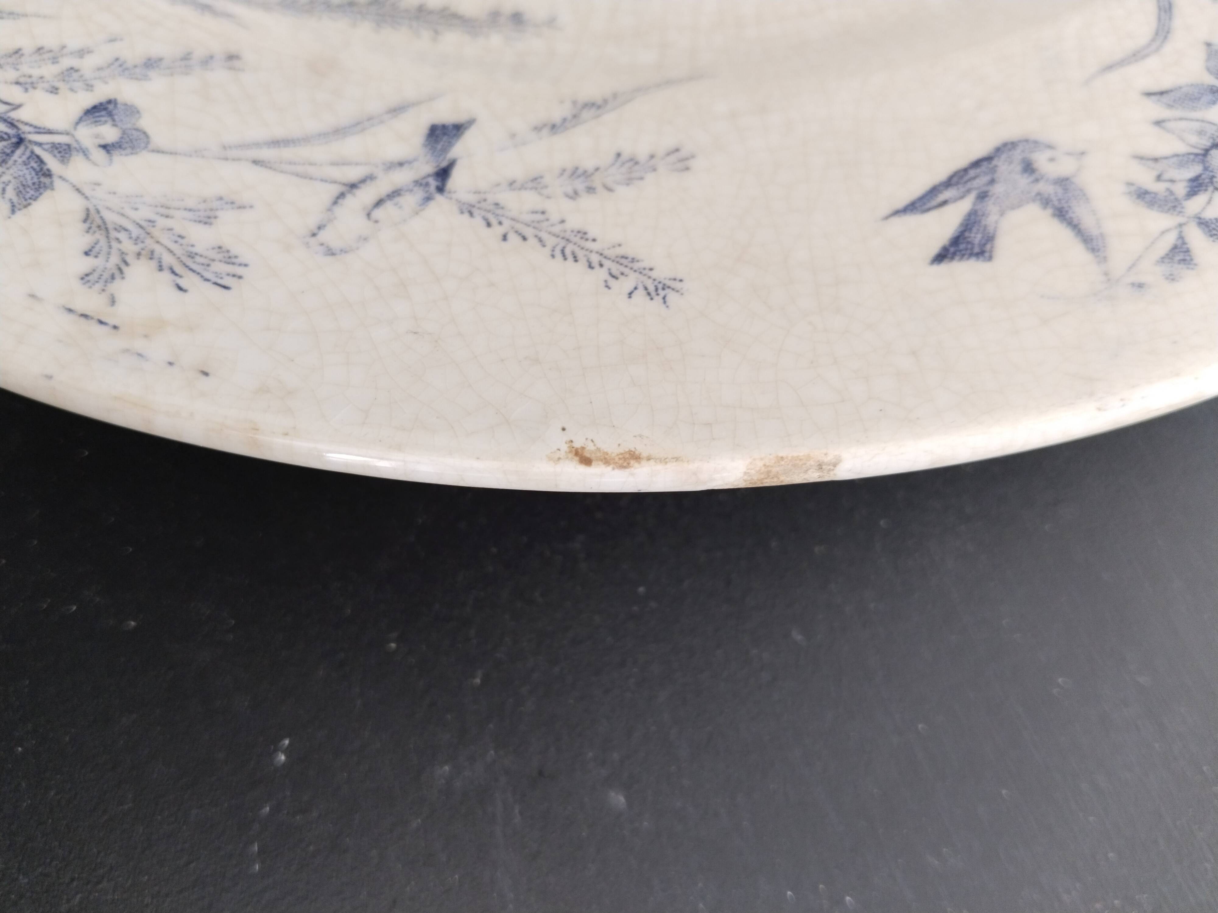 Flat plate or serving dish in Creil and Montereau earthenware, Linotte model