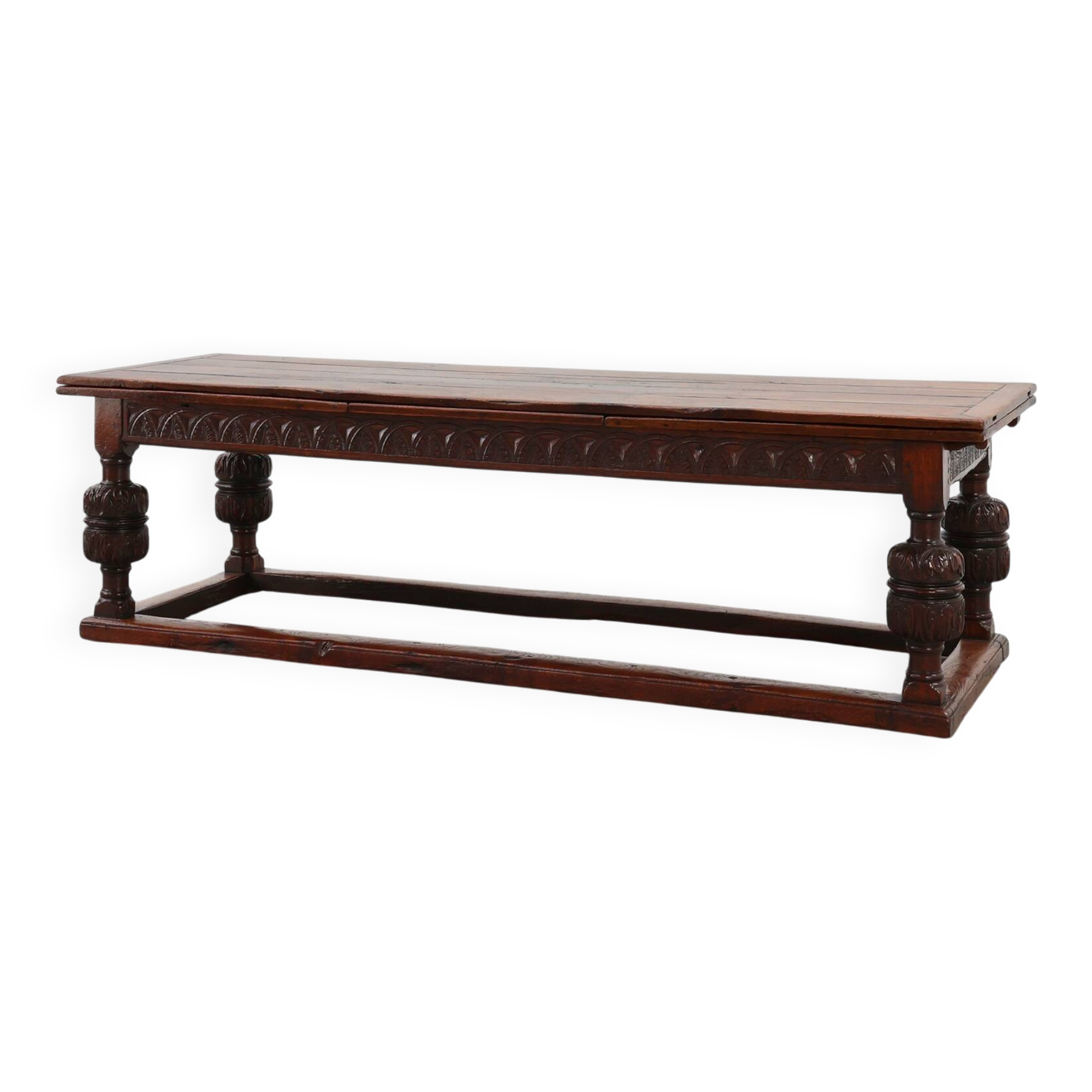 Large 17th‑Century Extendable Oak Dining Table, France