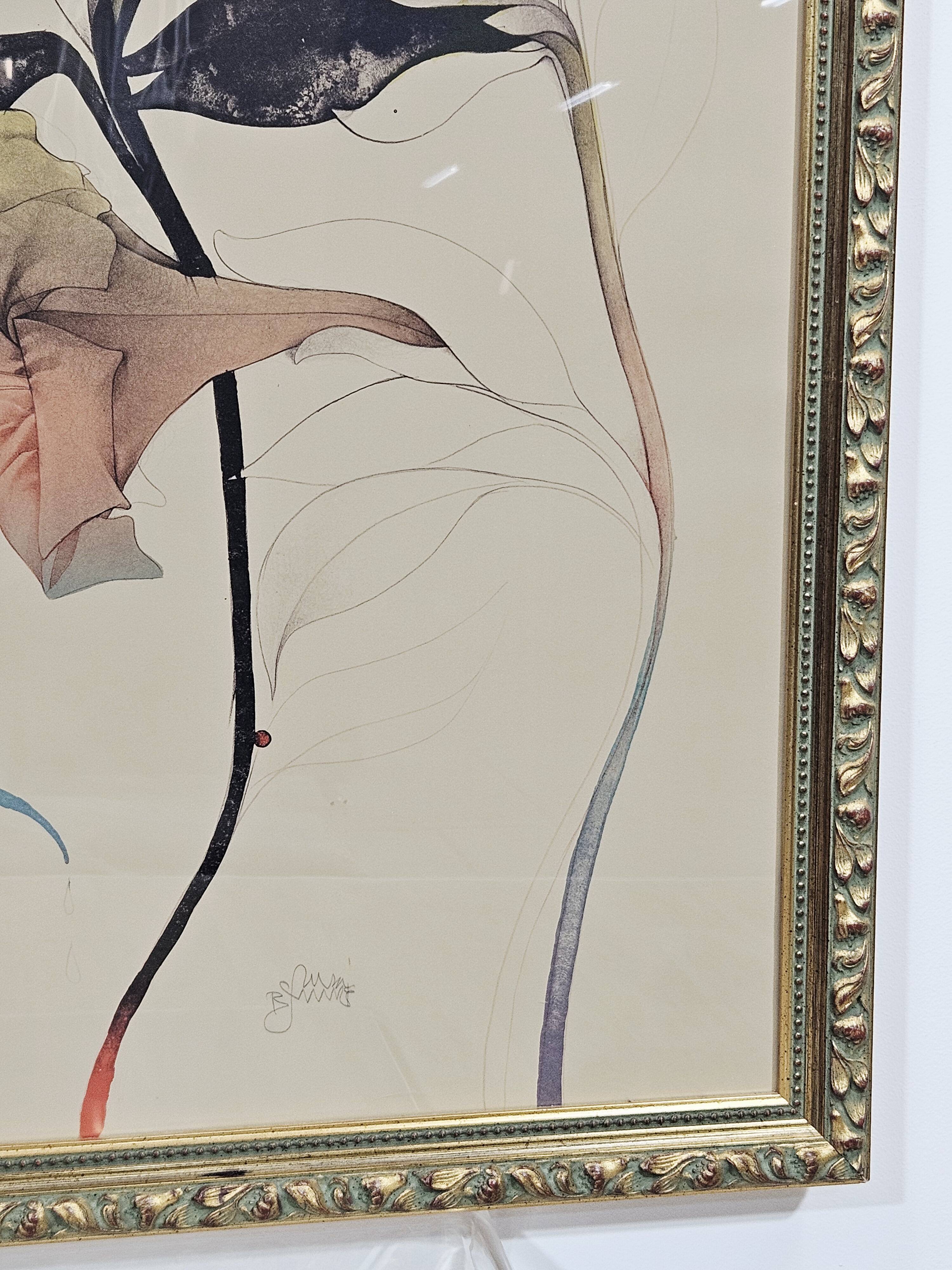 Lithograph Melancholy 109cm x 81cm, aut. B. Bruni, Edition Volker Huber