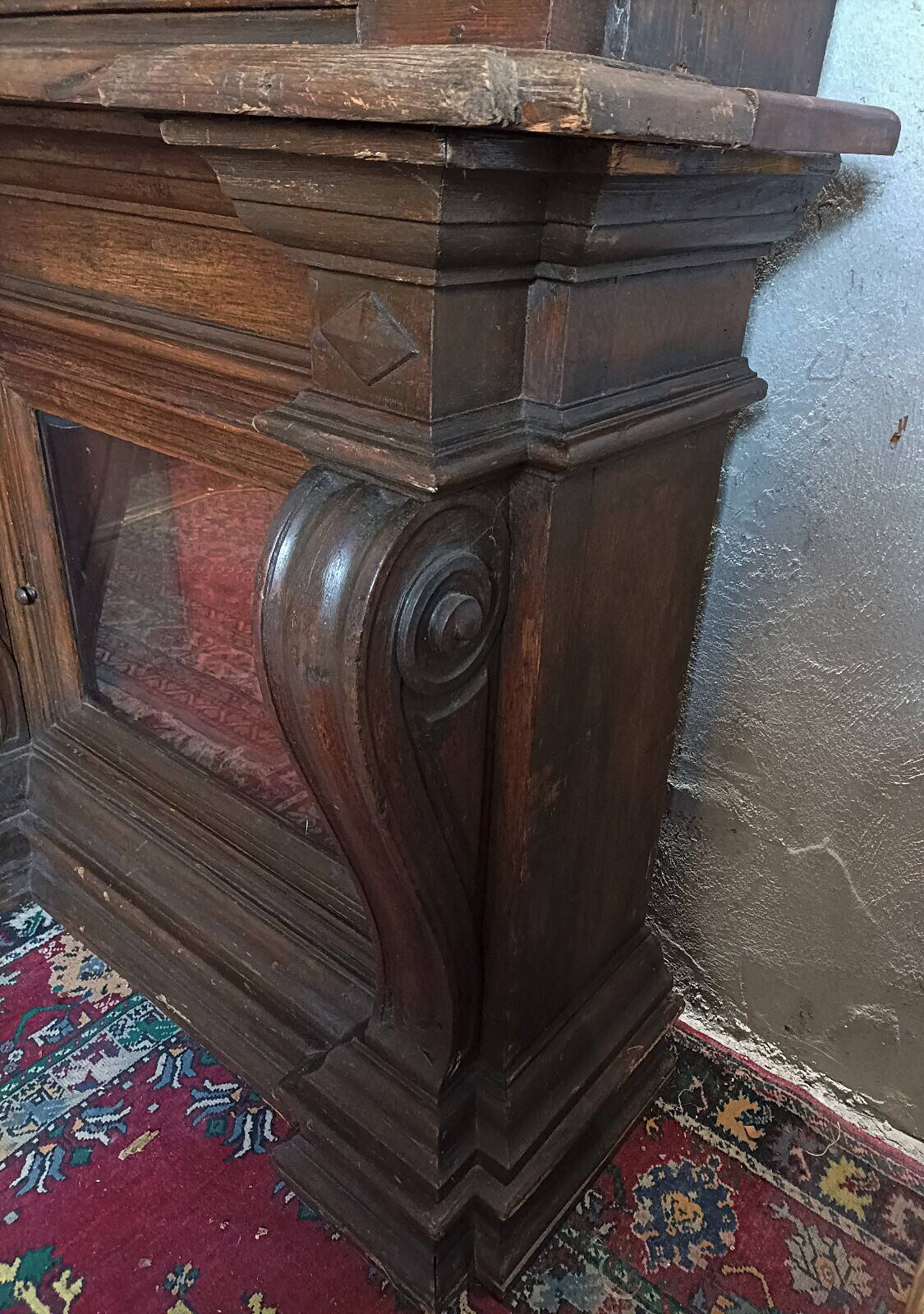 Empire-style solid pine workshop library from the 19th century.