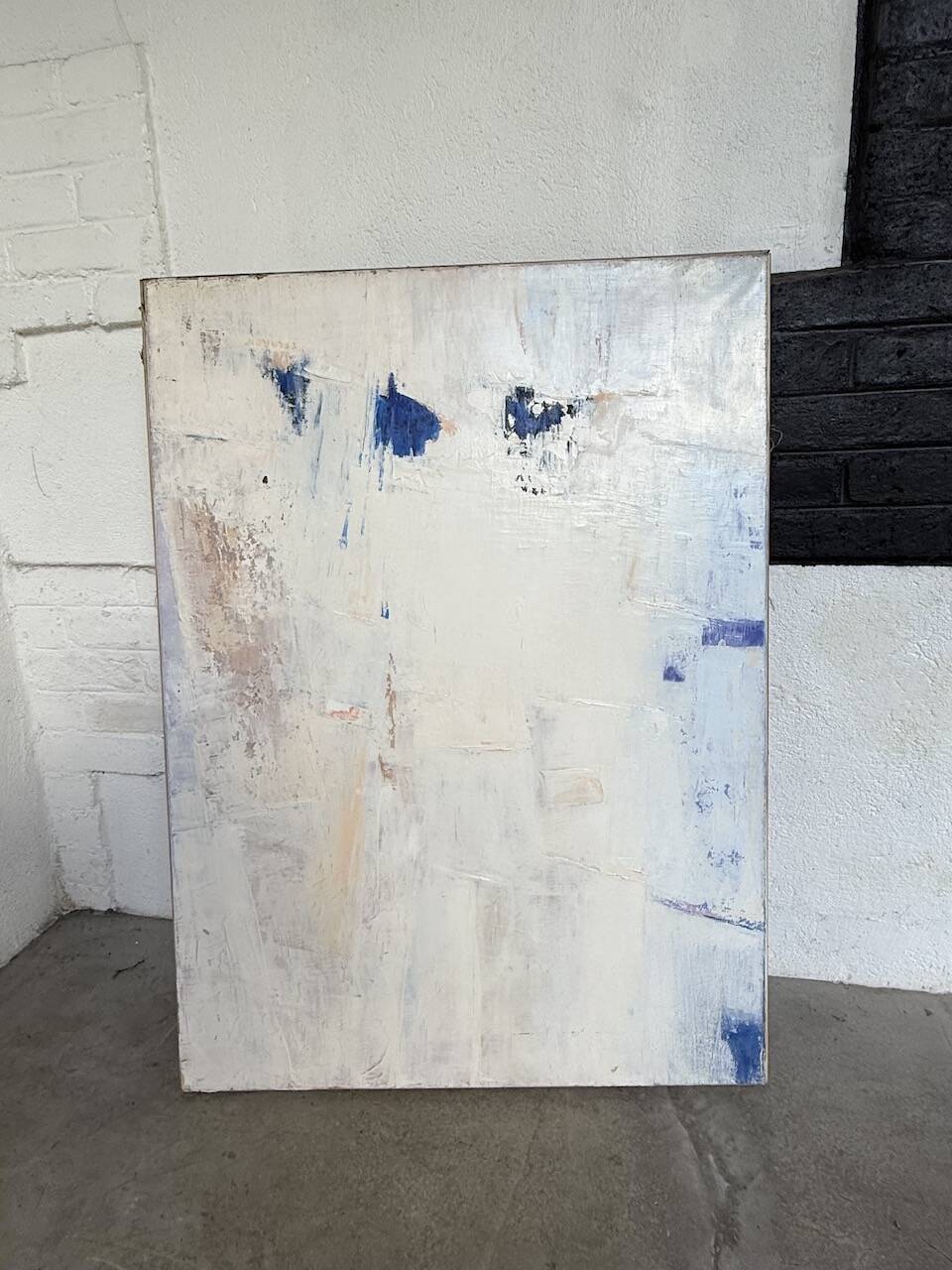 Toile abstraite blanche, peinture à l’huile XXème