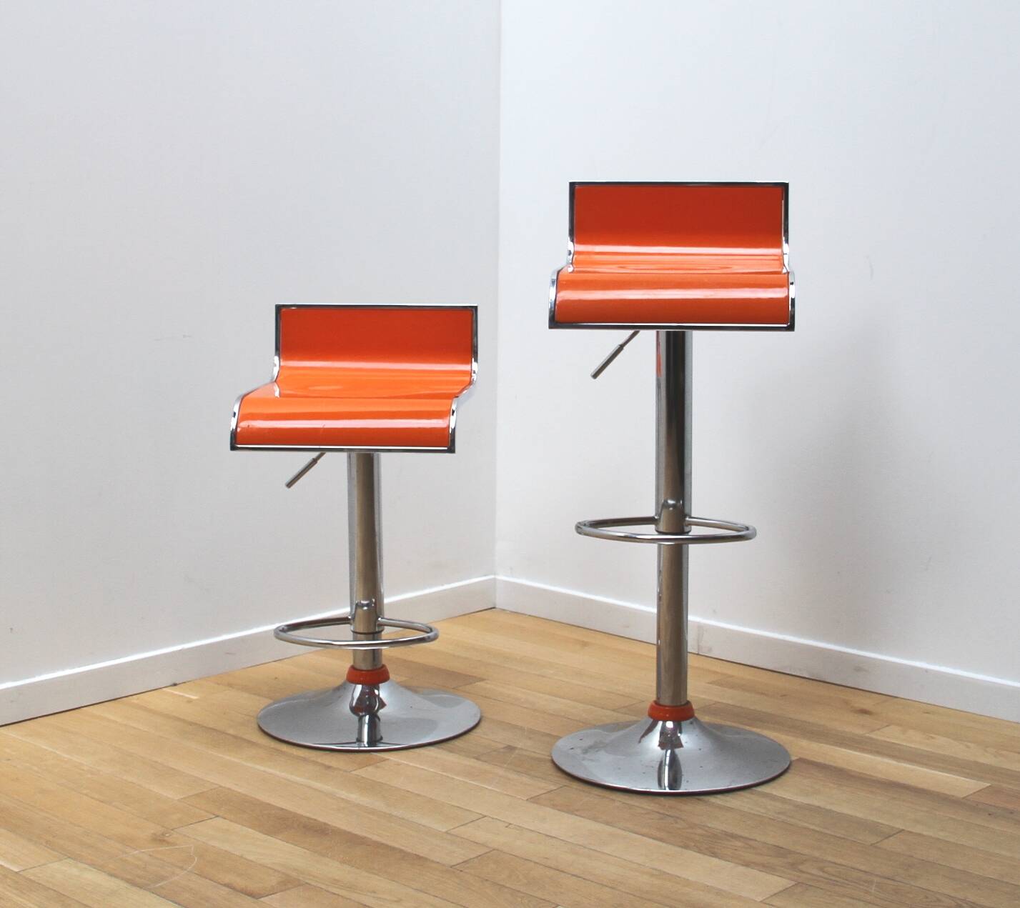 Pair of bar stools, industrial