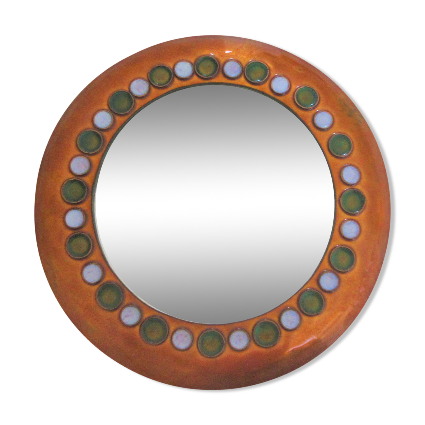 Miroir rond vintage orange 15,5cm