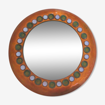 Miroir rond vintage orange 15,5cm