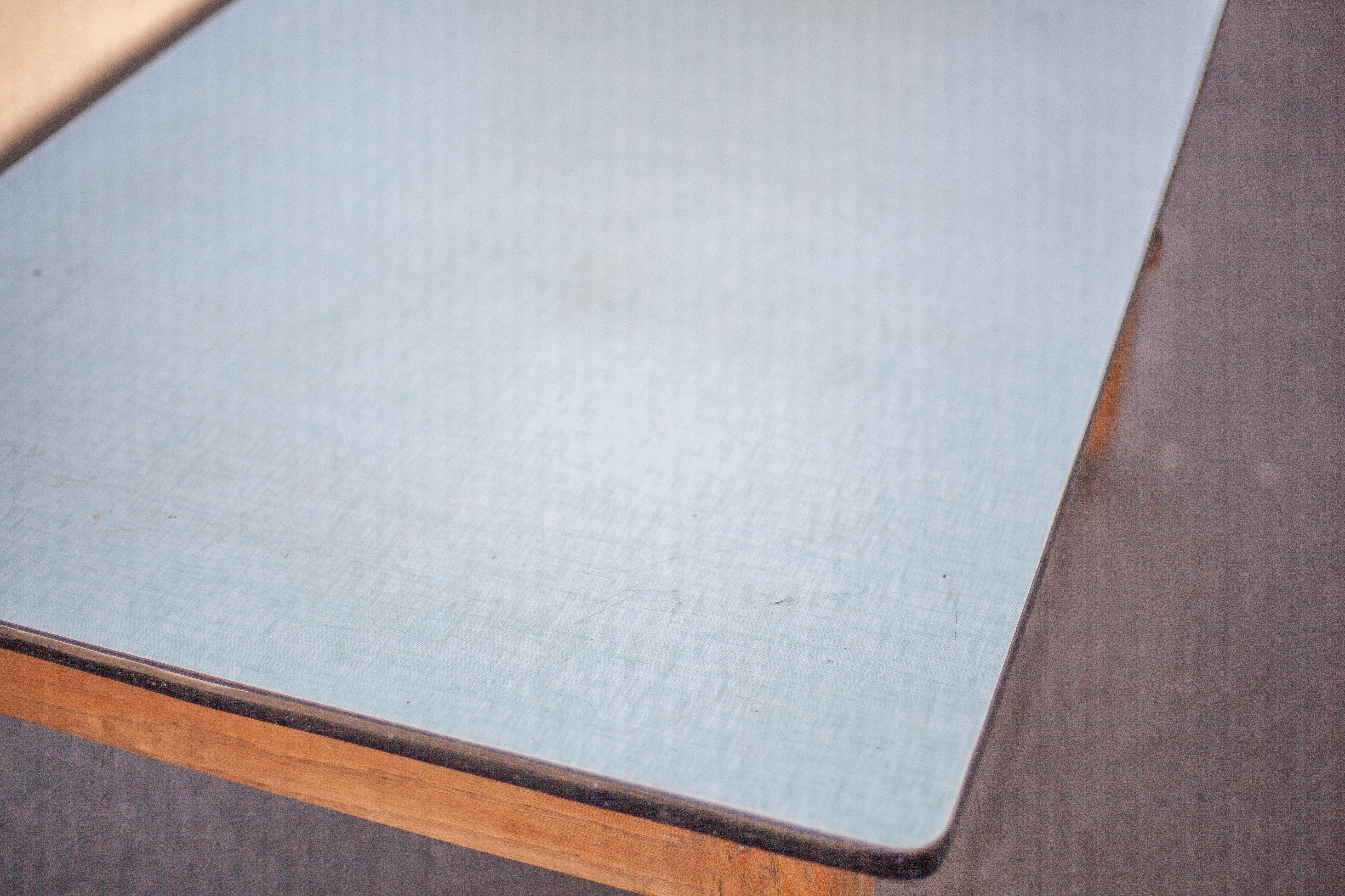Wooden table formica top green vintage water