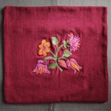 Wool cushion cover 40 x 40cm - Embroidered floral pattern