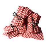 Set of 6 red checkered napkins