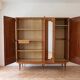 Vintage 1950s wooden wardrobe with mirror
