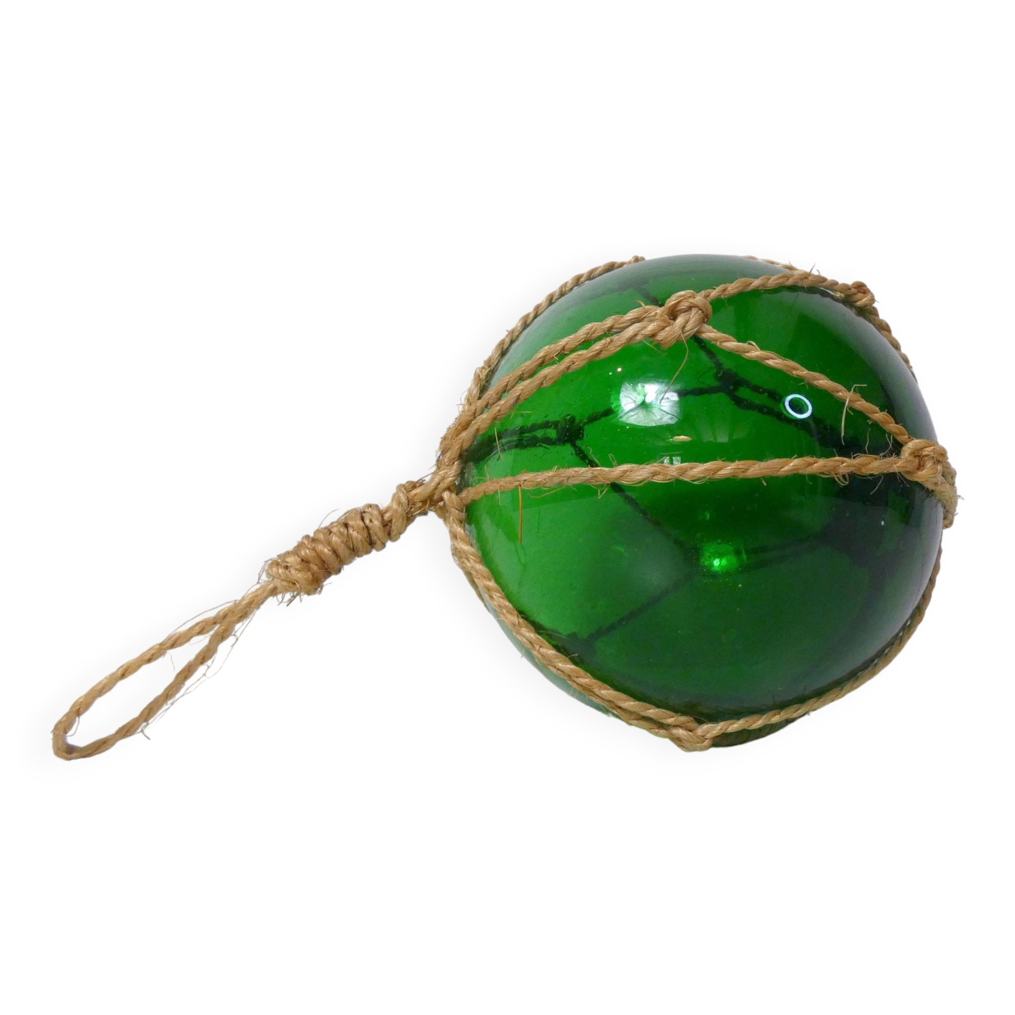 Boule, flotteur en verre vert vintage