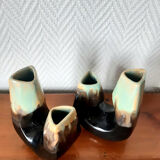 Double vintage ceramic bookend vases