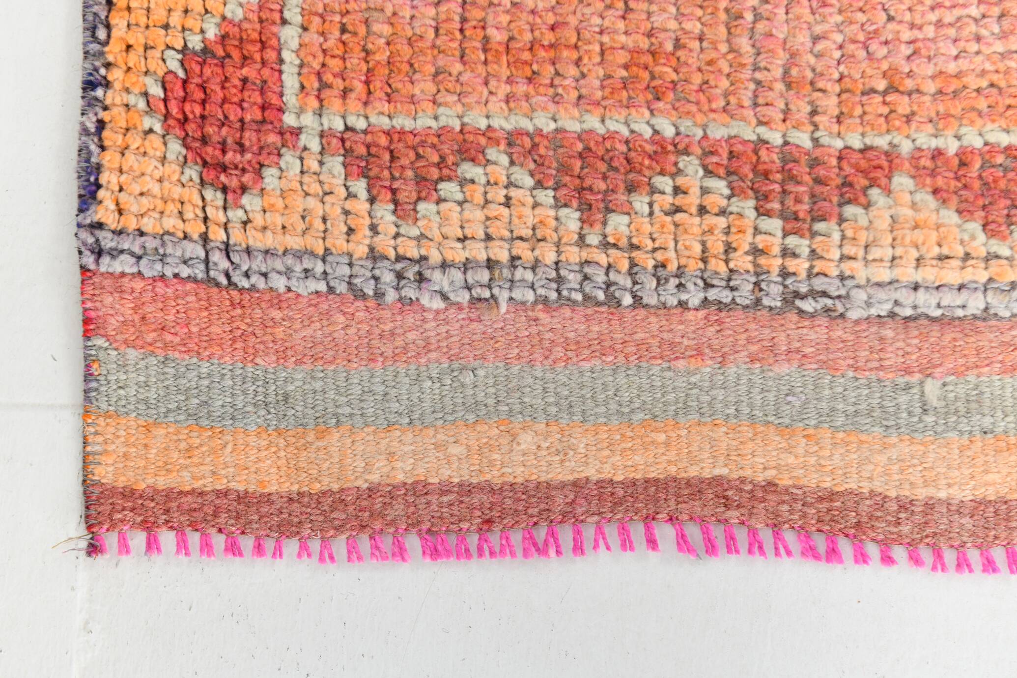 4x10 Runner Salmon Pink Vintage Runner, Turkish Wool Runner, 103x307Cm