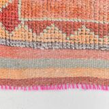 4x10 Runner Salmon Pink Vintage Runner, Turkish Wool Runner, 103x307Cm