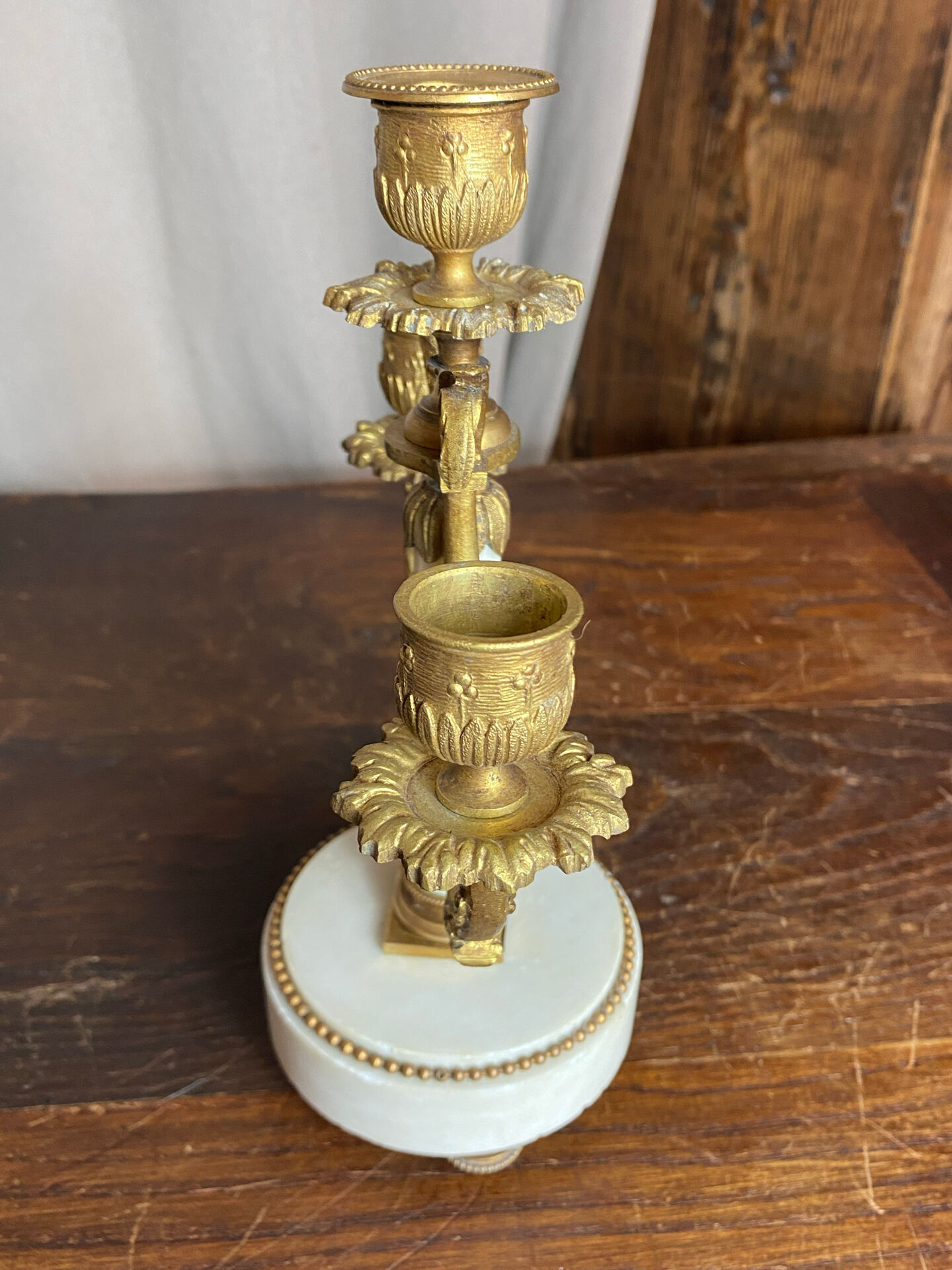 Pair of bronze and marble candelabra, France, 19th century