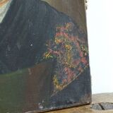 Portrait ancien français d'une dame, art populaire