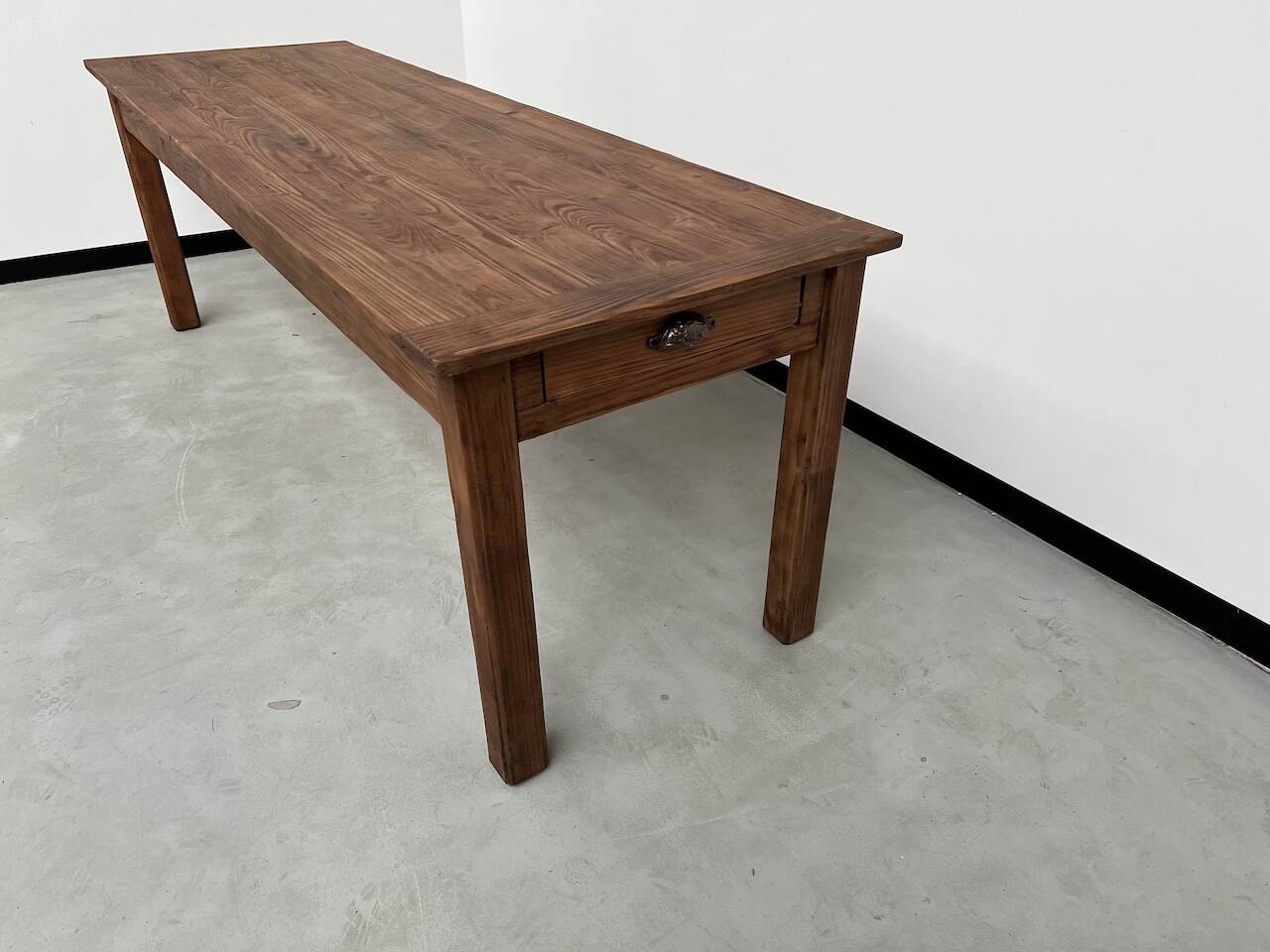 Table de ferme en pin 223 cm, années 70