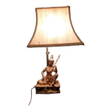 Asian table lamp in gilded bronze