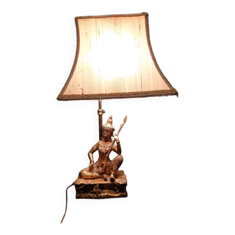 Lampe de table asiatique en bronze dorée