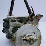 Vintage enamelled earthenware shell decor teapot