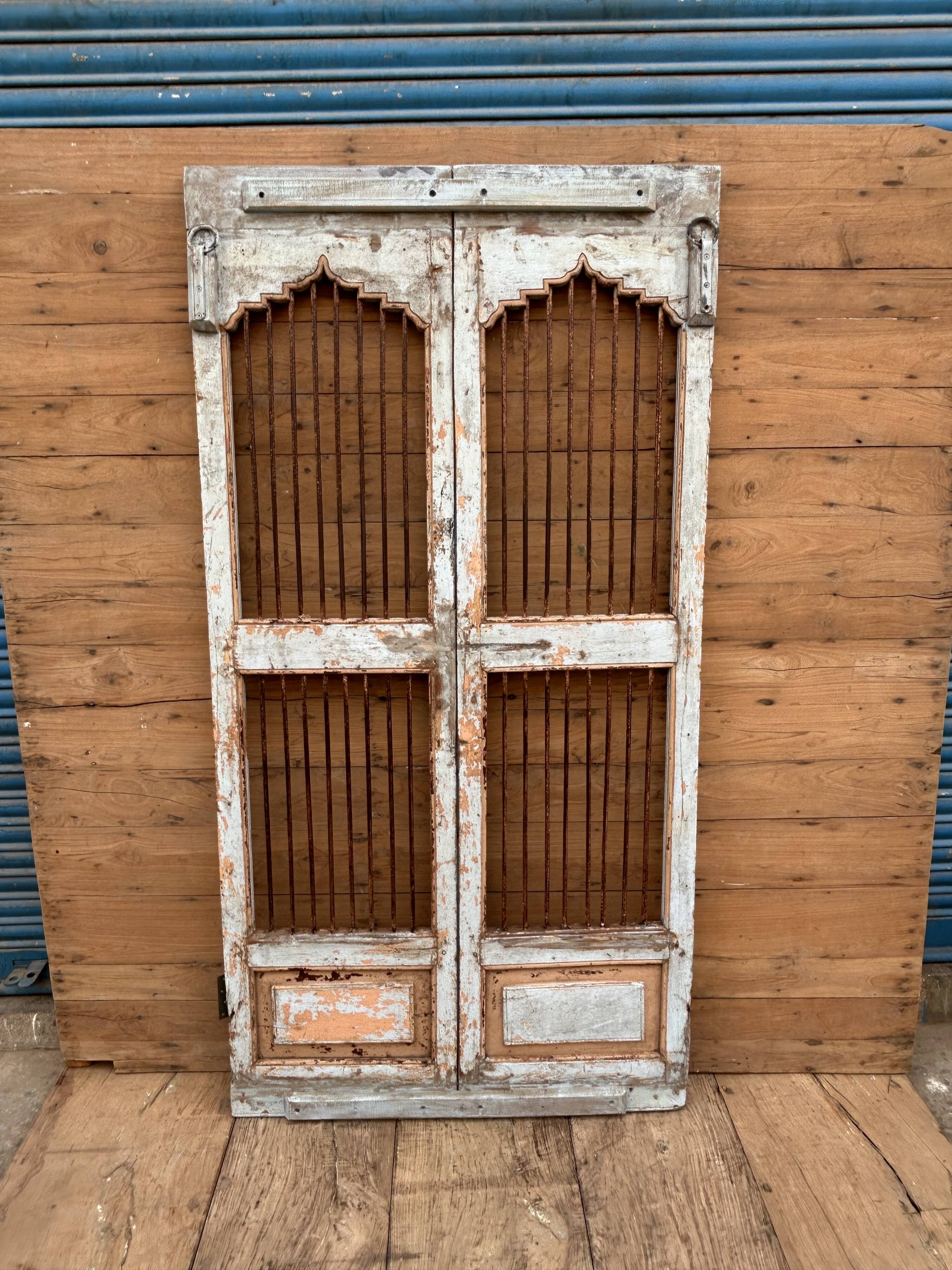 Art Deco patio door in Burmese teak with original patina.