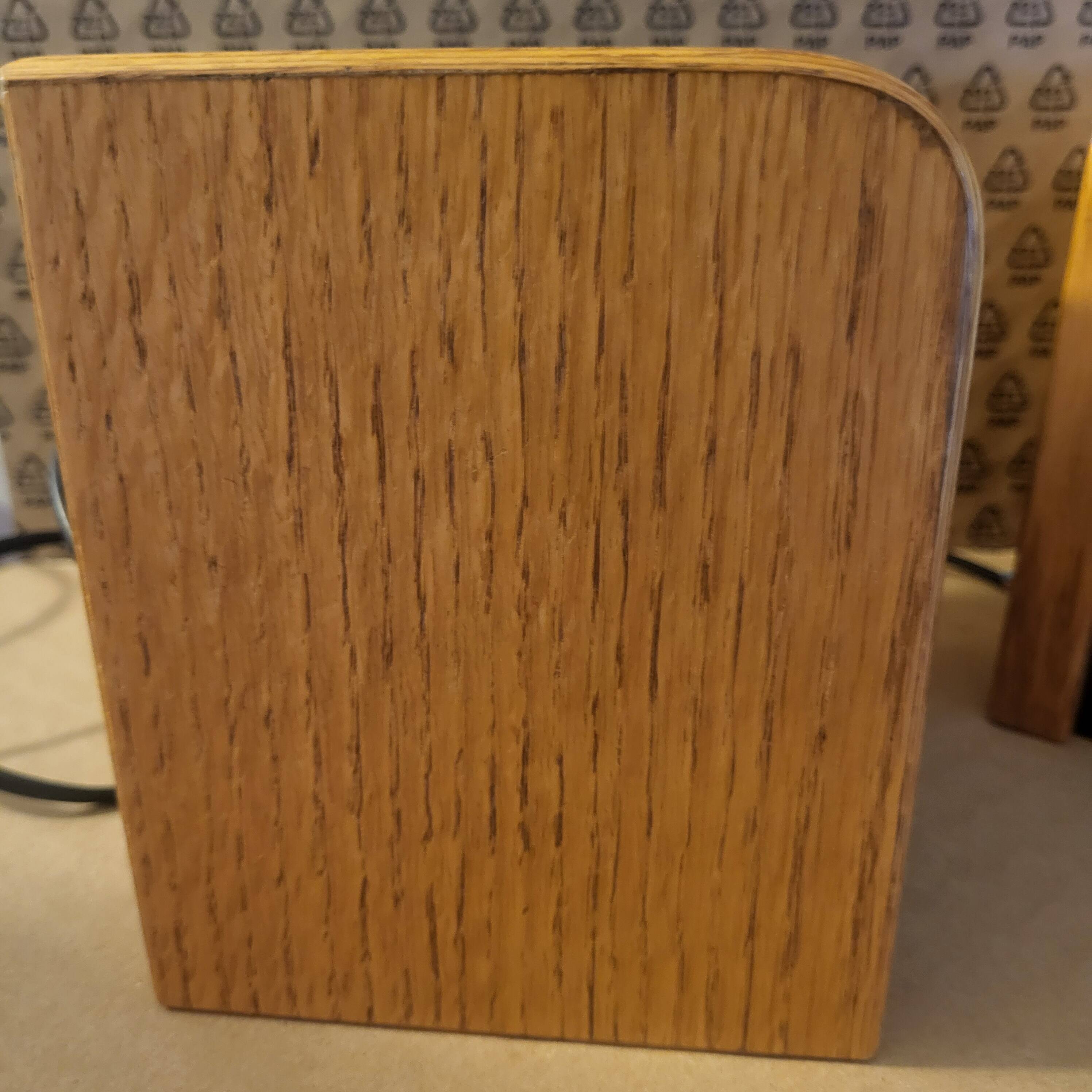 2 white eye lamps, wood, metal, vintage, Germany