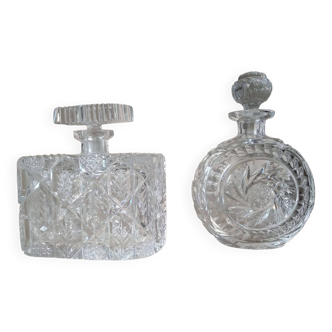 Duo of vintage cut crystal Whiskey decanters