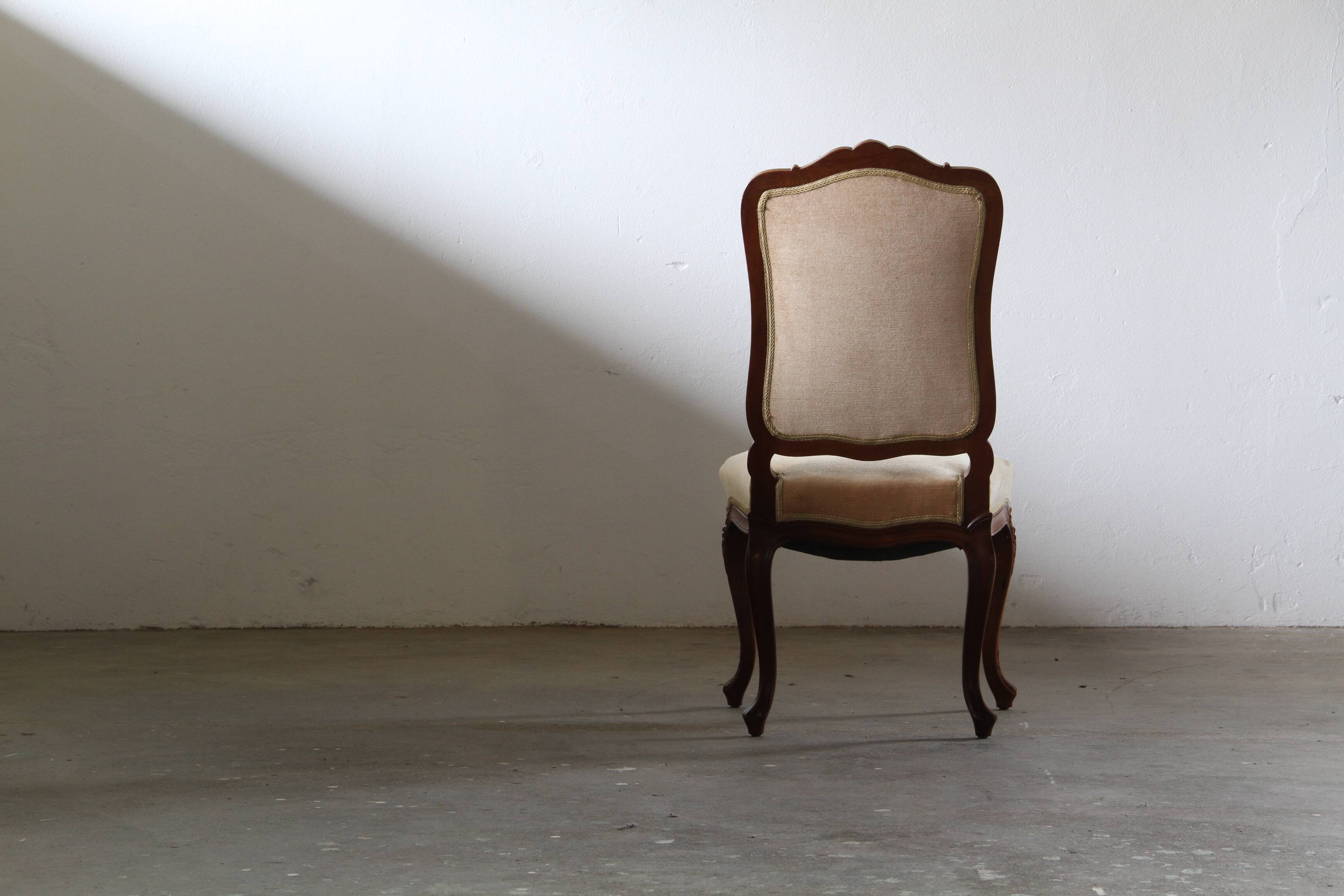 Pair of Vintage Danish Antique 18th century Chairs, style of Louis XV