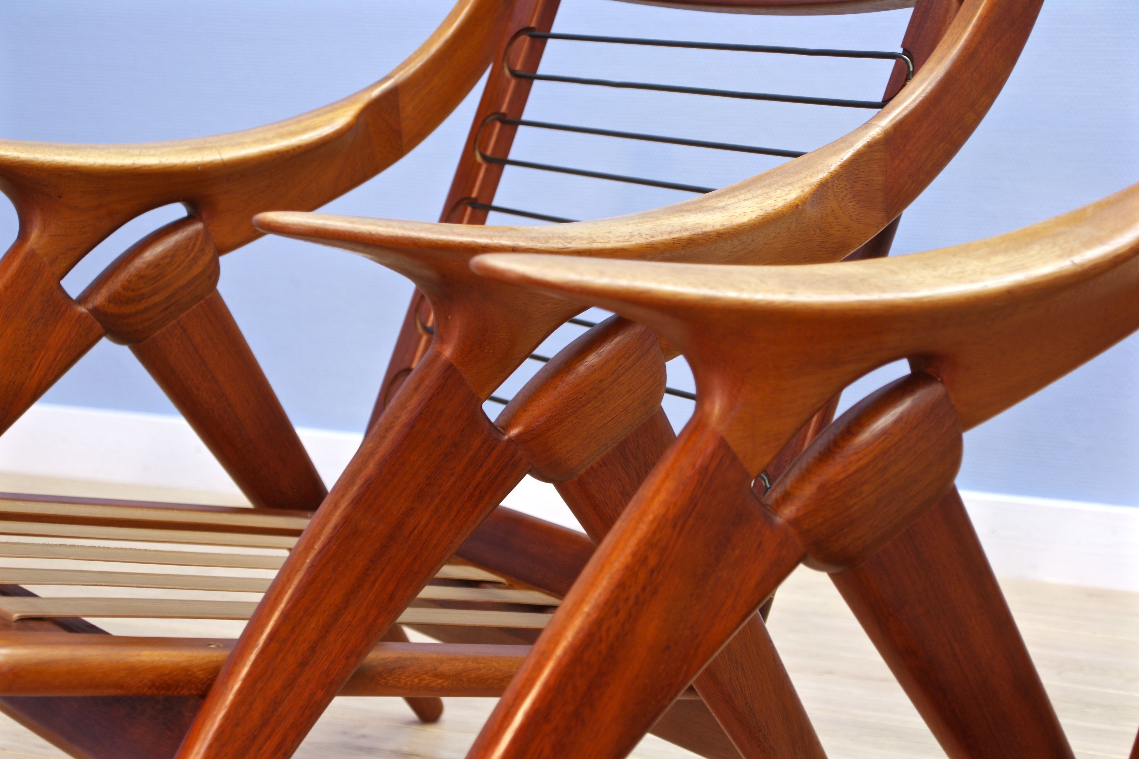 Set of 2 lounge chairs 'De Knoop' in teak by De Ster, 1960s