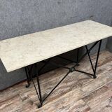 Superb Art Deco period console in iron and Carrara marble circa 1930