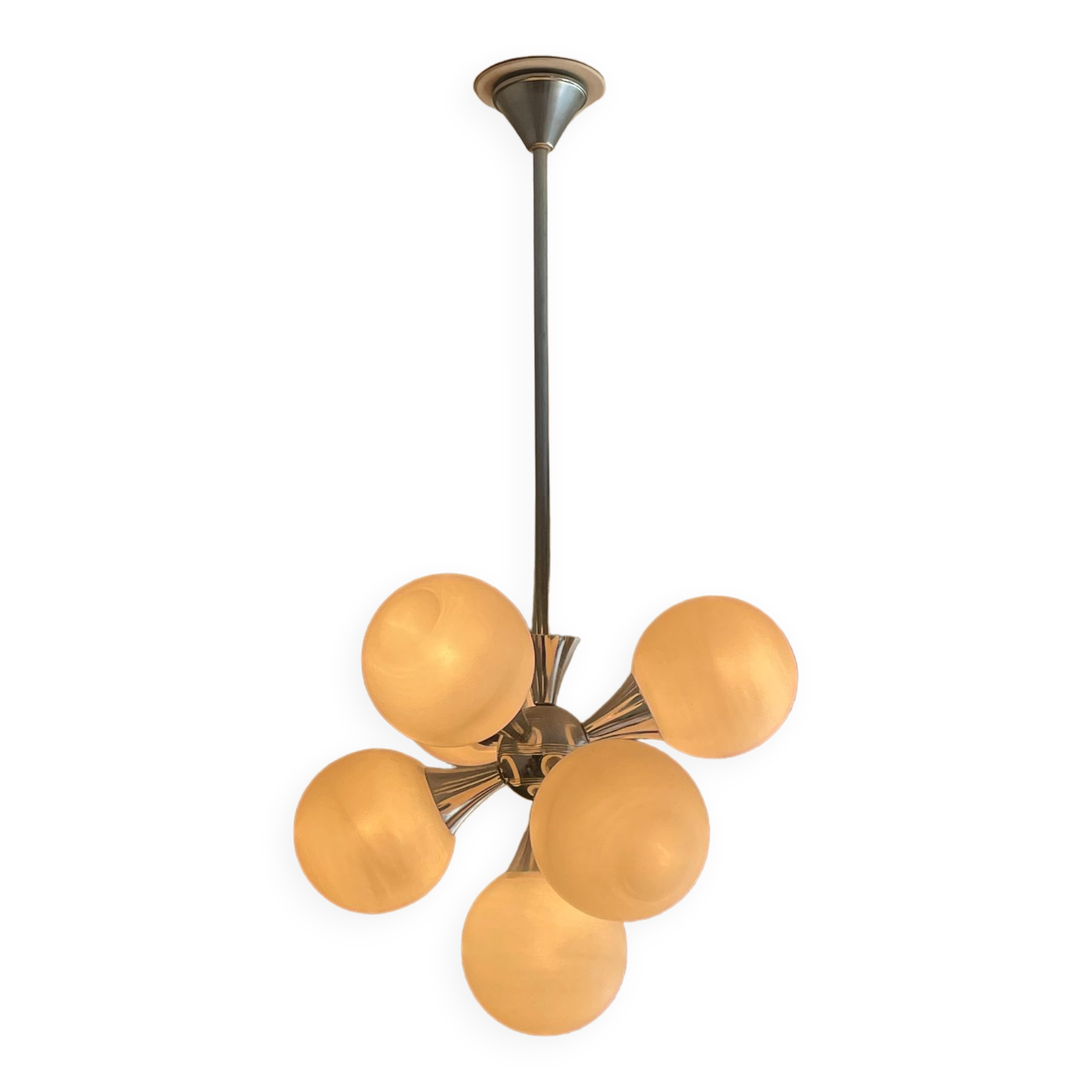 Ceiling lamp chandelier 7 lights Sputnik 1960s, The cluster