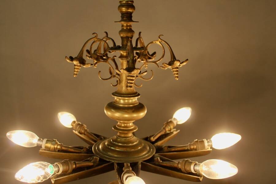 19th Century Bronze Synagogue Chandelier