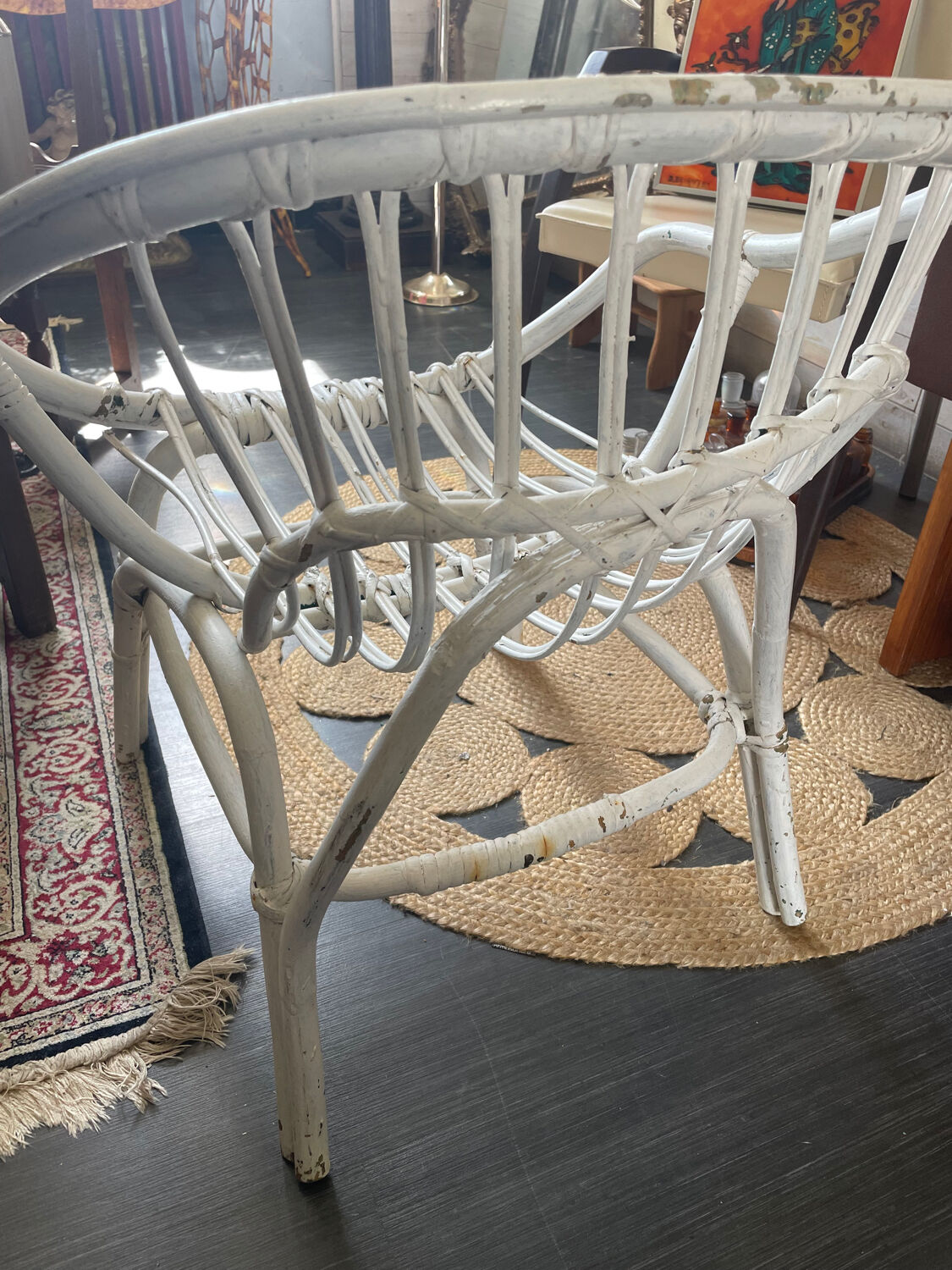 White rattan armchair