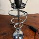 Metal base lamp, spring style, opaline globe